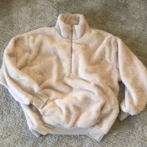 Express quarter zip fuzzy sweater
